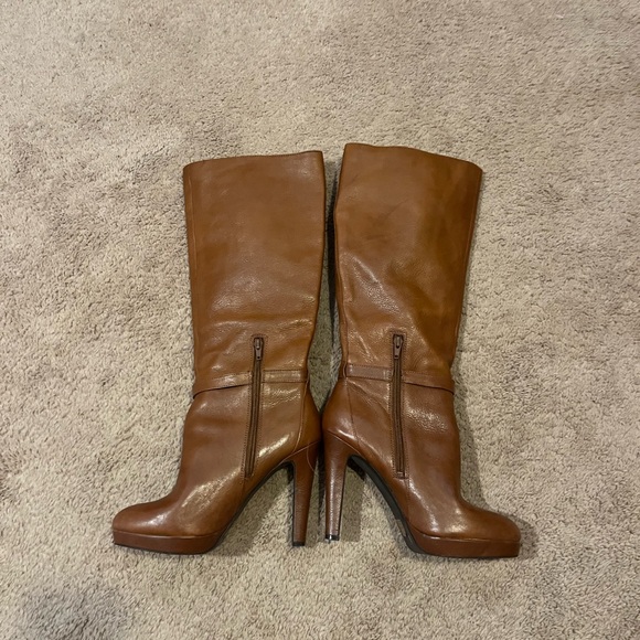 Jessica Simpson Brown Khalan Leather Platform Heel Knee-High Boots size 9B - Picture 5 of 13